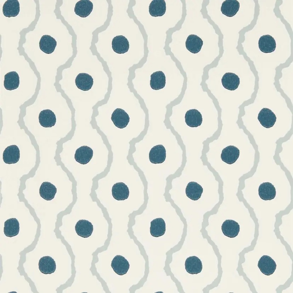 Anthropologie Teal and Cream Wavy Dot Wallpaper
